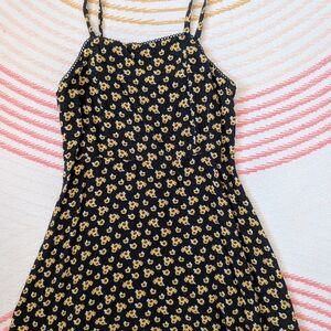 Art Class Sunflower Patterned Black Dress